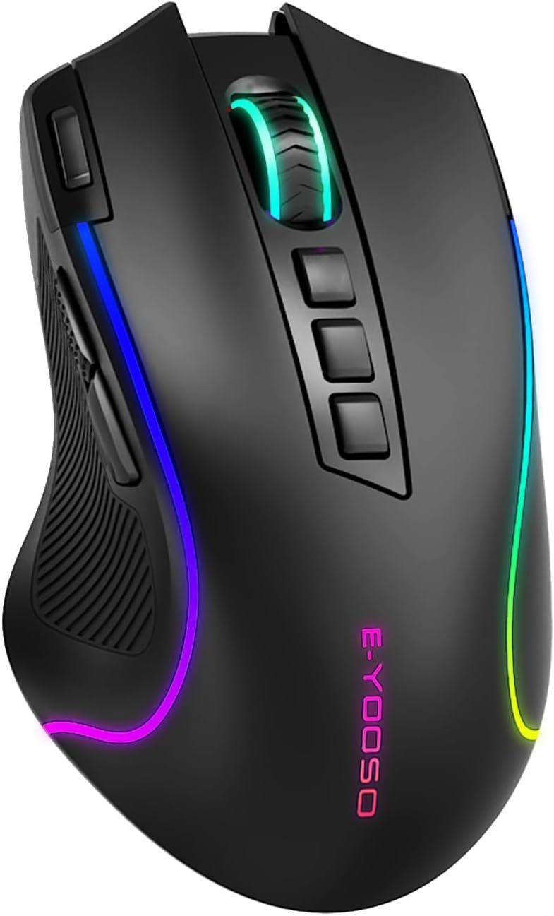 Mouse gamer sem fio com RGB e 8000 DPI